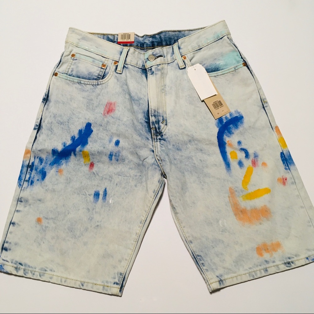 NWT Levi’s 569 Loose Straight Unique Paint Denim Jean Shorts Men's Size 31 NEW - Picture 12 of 12